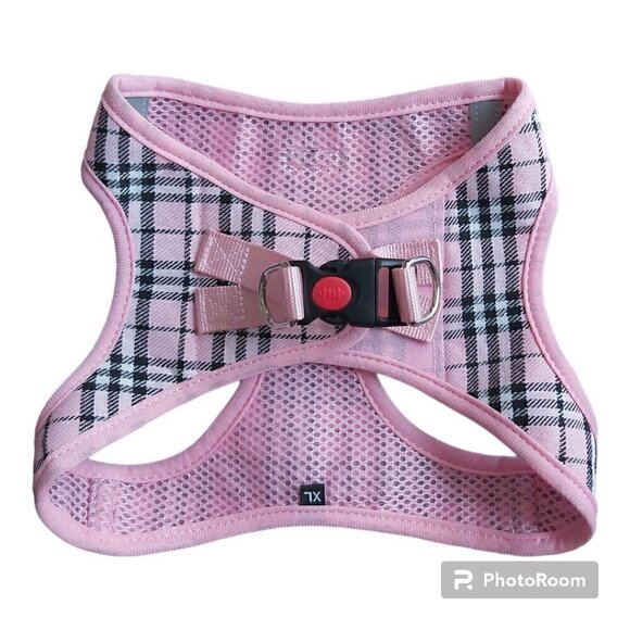 MATILOR XL Pink/Black/White Plaid Dog Harness/Vest With Light Pink Leash - Picture 3 of 8